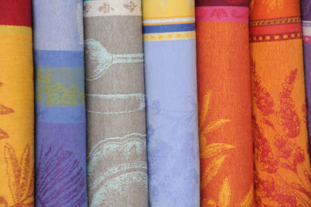 rolls of textile at the marketの写真素材