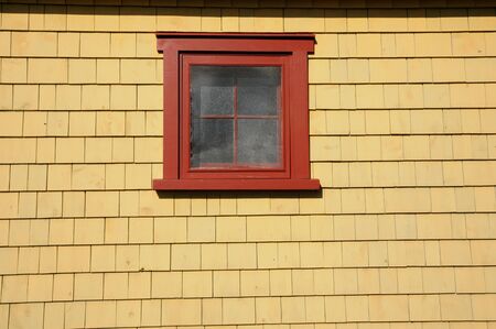 Canada, Quebec, wooden tiles on a wall of an houseの写真素材