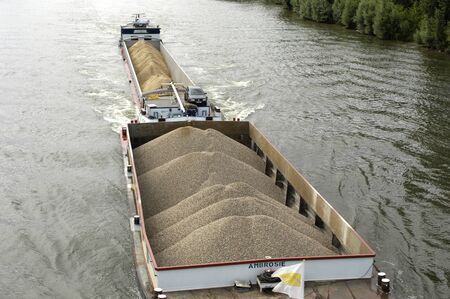 France, barge on the Seine riverのeditorial素材