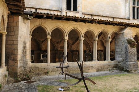 France, the romanesque church cloister in city of Saint Emilion in Aquitaineの写真素材
