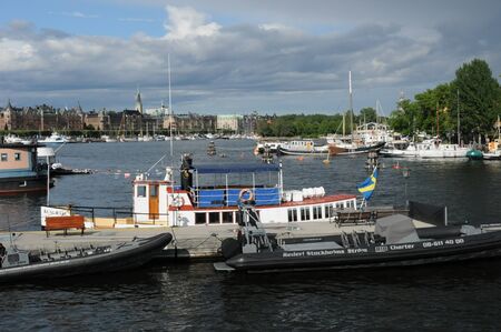 Sweden, old and historical boat in the port of Stockholmのeditorial素材