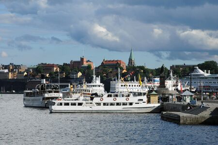 Sweden, old and historical boat in the port of Stockholmのeditorial素材