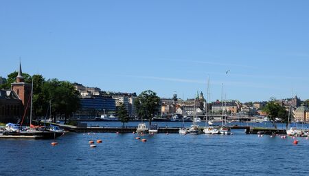 Sweden, old and historical boat in the port of Stockholmの写真素材