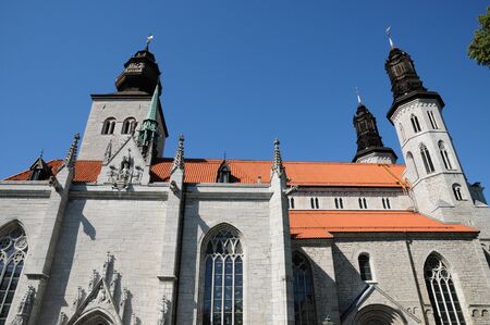Sweden, the old and picturesque cathedral of Visbyの写真素材