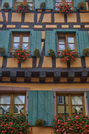 France, the picturesque village of Riquewihr in Alsaceの写真素材