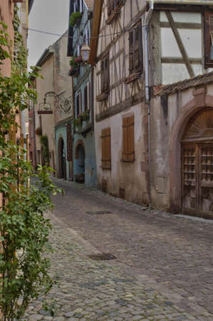 France, the picturesque village of Riquewihr in Alsaceのeditorial素材