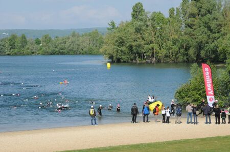 Ile de France, a triathlon in Verneuil sur Seine のeditorial素材