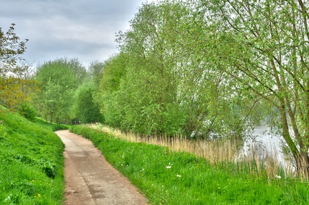 Ile de France, a footpath in Les Mureaux near the Seine river
