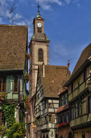 France, the picturesque village of Riquewihr in Alsaceのeditorial素材