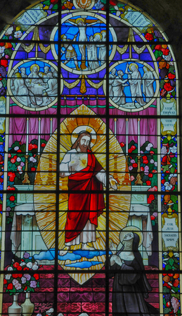 France, the church of Sainte mere Eglise in Normandieのeditorial素材
