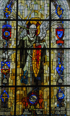 France, the church of Sainte mere Eglise in Normandieのeditorial素材