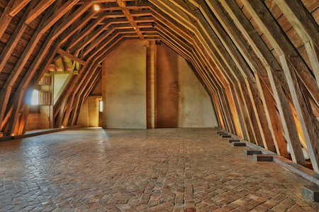 France, the attic of the castle of Biron in Dordogneのeditorial素材