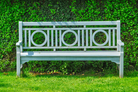 France, bench in the picturesque Jardins du Manoir d Eyrignac in Dordogneの写真素材