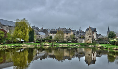 France, the picturesque village of Lassay les Chateaux in Mayenneのeditorial素材