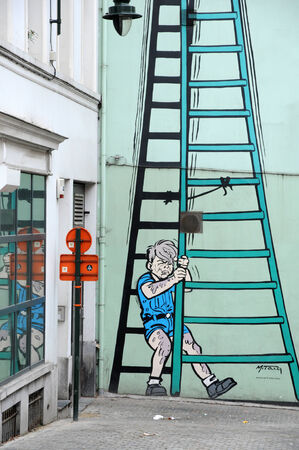 Belgium, fresco in the picturesque city of Brusselsのeditorial素材