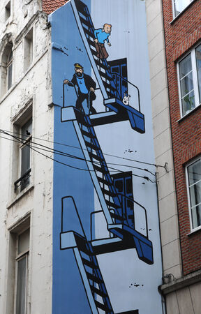Belgium, fresco in the picturesque city of Brusselsのeditorial素材