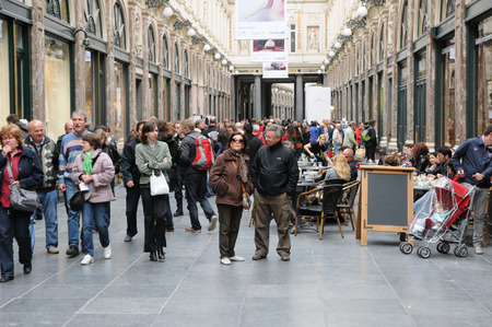 Belgium, the picturesque Galeries Royales Saint Hubert of Brusselsのeditorial素材