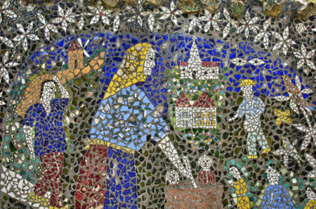 La Maison Picassiette, an old house decorated earthenware mosaic in Chartresのeditorial素材