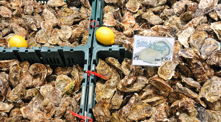 France, fish shop in the market of La Baule in Loire Atlantiqueのeditorial素材