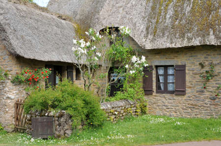 France, old hamlet of Kerhinet in Saint Lyphardの写真素材