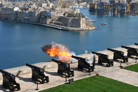 Republic of Malta, the picturesque battery museum of Valettaのeditorial素材
