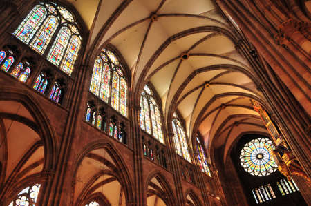 France, the picturesque cathedral of Strasbourg in Alsaceのeditorial素材