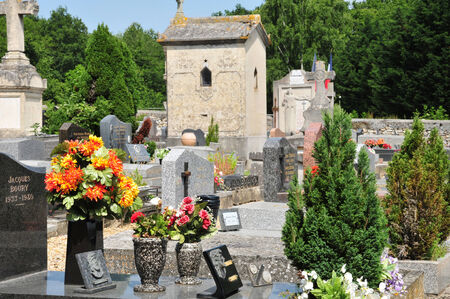 Ile de France, the picturesque cemetery of Boisemont のeditorial素材
