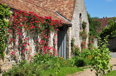 Ile de France, the picturesque village of Longuesse のeditorial素材