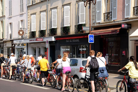 Ile de France, cyclists in the picturesque city of Versaillesのeditorial素材