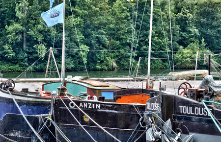 Ile de France, barge in the picturesque city of Conflans Sainte Honorine 