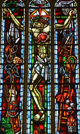 France, picturesque church of Ivry la Batailleのeditorial素材