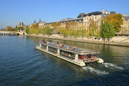 France, the picturesque tourist river boat of Parisのeditorial素材
