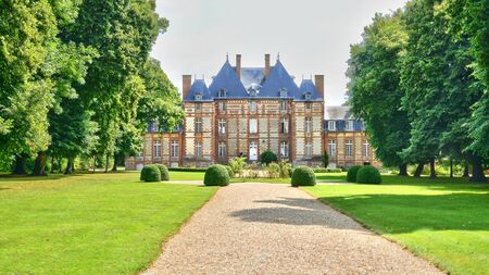 France, the picturesque castle of Fleury la Foret in Eureのeditorial素材