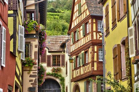France, the picturesque village of Kaysersberg in Alsaceの写真素材