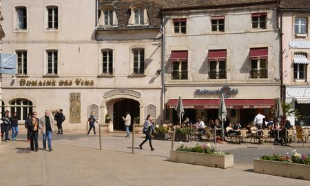 France, restaurant in the old and picturesque city of Beauneのeditorial素材