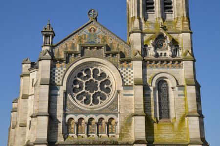 France, the picturesque church of Briare in Loiretの写真素材