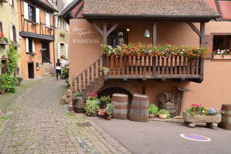 France, the picturesque village of Eguisheim in Alsaceのeditorial素材