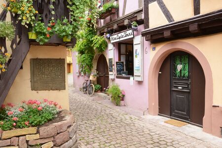 France, the picturesque village of Eguisheim in Alsaceのeditorial素材