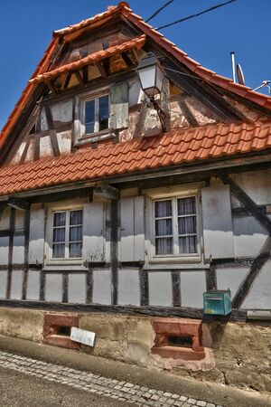 France, the picturesque village of Hunspach in alsaceのeditorial素材