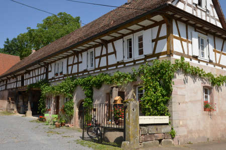 France, the picturesque village of Hunspach in alsaceの写真素材