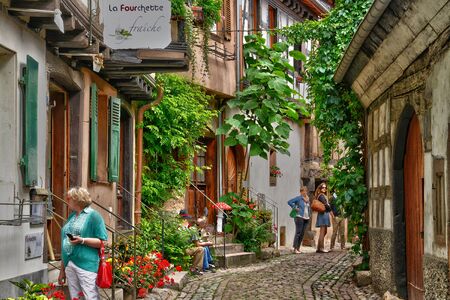 France, the picturesque village of Eguisheim in Alsaceのeditorial素材