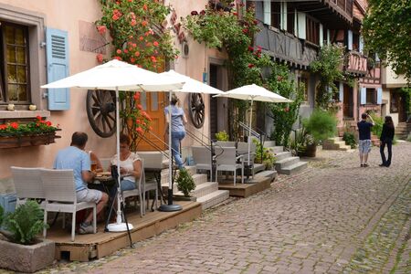 France, the picturesque village of Eguisheim in Alsaceのeditorial素材