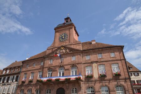 France, the picturesque city hall of Wissembourg in Alsaceの写真素材