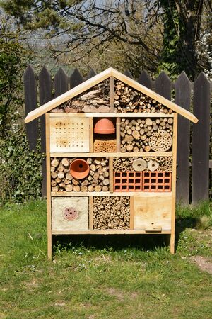 France, insect hotel in the picturesque village of Brancion in saone et loireの写真素材
