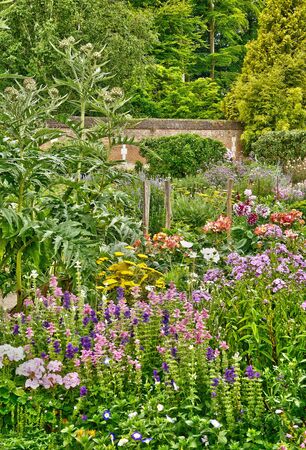 France, the picturesque vegetable garden in the castle of Miromesnil in Tourville sur Arquesの写真素材