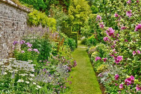 France, the picturesque vegetable garden in the castle of Miromesnil in Tourville sur Arquesのeditorial素材