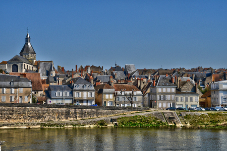 France, the picturesque city of La Charite sur Loire in Bourgogneのeditorial素材
