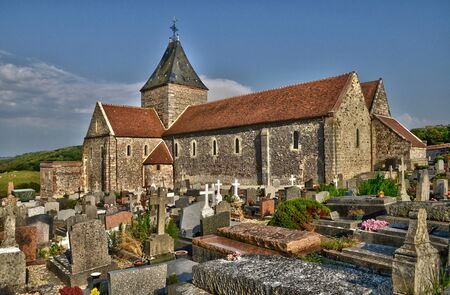 France, the picturesque church of  Varengeville sur Mer in Normandieの写真素材