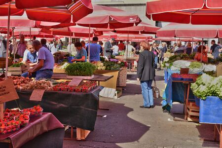 Croatia, the picturesque market of Zagreb in Balkanのeditorial素材