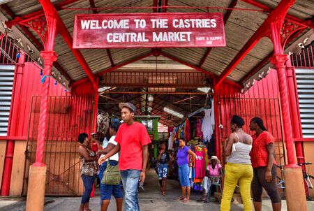 the picturesque market of Castries in Saint Lucia in caribbeanのeditorial素材